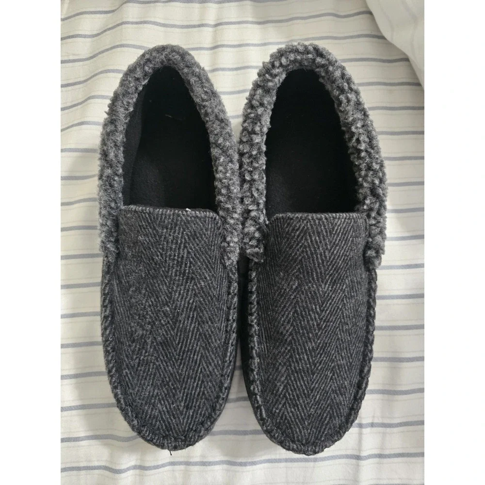 New‎ Men's Dearfoams Slip On Memory Foam Slippers, House Shoes, Gray Medium 9-10